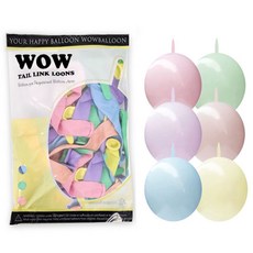 WOW PARTY KOREA Wow 馬卡龍連接氣球 15cm 50p, 混合色, 3個