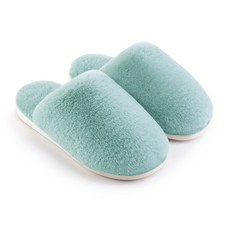 EVER HOUSE 防層間噪音防滑絨毛客廳室內拖鞋, 綠色, 1個