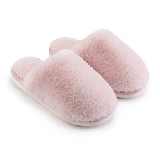 EVER HOUSE 防樓層噪音防滑絨毛客廳室內拖鞋, 粉紅色, 1個
