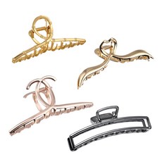 François 4件組SET 佩戴時更顯美麗的金屬麻花抓夾 霧面 亮面 盤髮抓夾