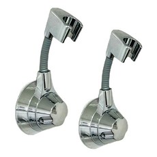 JSMOM 吸盤式蛇管角度自由調節免鑽孔蓮蓬頭掛架, 亮銀, 2個