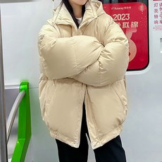 구디프 여성용 지로 오버핏 후드 숏 패딩 점퍼