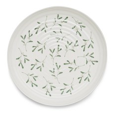PORTmeIRION 波特玫琳恩 Sophie Conran 槲寄生圓形餐盤, 1個, 白色 + 綠色