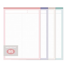 Recoz 方格B5筆記本套組, 蜜桃, 香草, 薄荷, 薰衣草, 50張, 4個