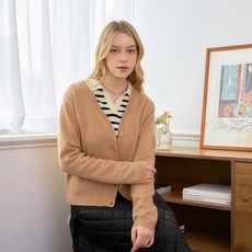 KUZY 여성용 글리터 골드 버튼 포켓 니트 가디건