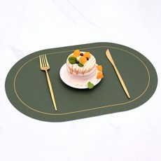 온트리 歐式餐墊, 綠色 + 灰色, 3個, 45 x 30 cm