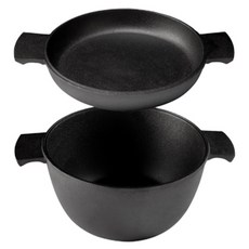 SKEPPSHULT 精美鑄鐵鍋+平底煎蛋鍋2件組, 鑄鐵鍋 3L+煎蛋鍋 23cm, 單色, 1組