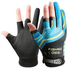 HuwaiH Silvercast 露三指釣魚手套 雙手穿戴套組, 1套, 藍色