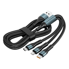 Rediello USB A 型-多功能接頭 3合1 數據高速充電線, 混色, 1個, 2m