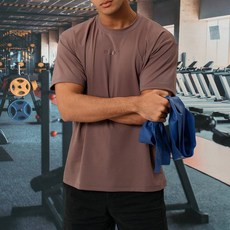 FLOW 오버핏 반팔 래쉬가드 비치웨어, 차콜