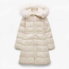 미쏘 여성용 페이크 퍼 슬림핏 롱 다운