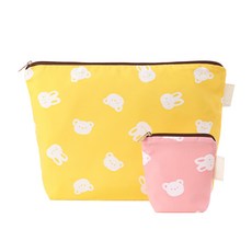 semoms 兔子熊黃色餐盤收納包+粉色藥品收納包組, 1組
