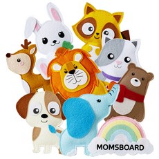 MOMS BOARD 彩虹動物毛氈磁鐵拼圖板, 1套, 9件
