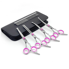 Komely 寵物美容剪刀5件組, 銀色 + 粉紅色, 1套