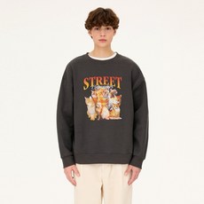 더매드문 스트릿캣츠 전사나염 오버핏 기모 맨투맨