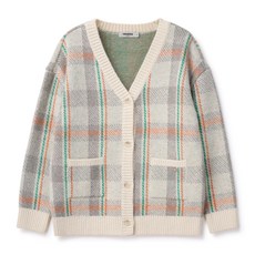 renoma kids 女童款寬鬆版型大格紋針織開襟衫 R2341G016061