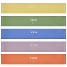 sportler 環狀彈力帶 5件組, Sunbeam Yellow+Herb Garden Green+Twilight Blue+Sunset Pink+Blazing Orange, 1套
