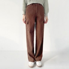 플랜데이 여성용 카고 코듀로이 본딩안감 골덴 와이드 팬츠 미디움