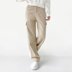 플랜데이 여성용 카고 코듀로이 본딩안감 골덴 와이드 팬츠 미디움