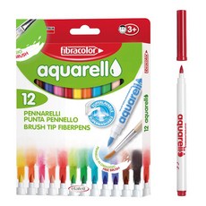 ETAFELT 可水洗軟筆頭水彩纖維筆, 1個, 12色