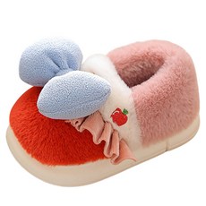 BEBEMARU 兒童荷葉邊大蝴蝶結毛絨鞋 9608