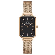 Daniel Wellington 女士 QUADRO PRESSED MELROSE 方形黑色錶盤腕錶 20 x 26 mm