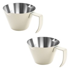 KALDIN 雙流嘴不鏽鋼義式濃縮咖啡杯 110ml, 霧面白色, 2個