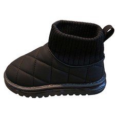 兒童針織腳踝刷毛絎縫防寒靴 kd3776