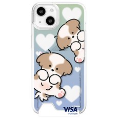 유스픽 이너 카드 포켓 클리어 하드 휴대폰 케이스 왕왕귀여워발라당