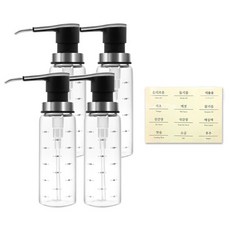 TEADOYO 新按壓式油瓶 4入 + 貼紙組, 1套, 300ml