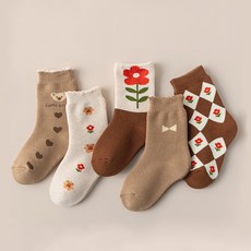 IBboom 兒童小熊花卉防寒襪5件組 H62