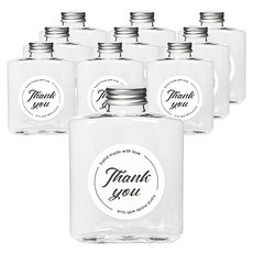 Ucan 一次性PET扁瓶 10入 + 貼紙 11入 套組, 混色, 260ml, 1套