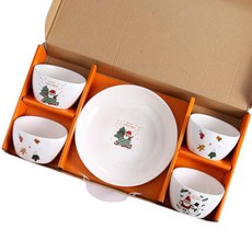 聖誕節家庭派對聖誕老人角色餐具組 5入, 混合色, 盤子 + 碗 4入, 1套