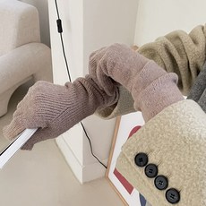 다주드 스마트폰 터치 핑거 홀 울 니트 롱 장갑
