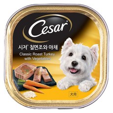 시저 1세 이상 강아지 주식캔, 칠면조+채소, 100g, 24개