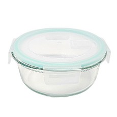 슈와츠코리아 내열 유리 나눔 반찬통 620ml + 뚜껑 세트 원형 1칸, 1세트, 반찬통 + 뚜껑