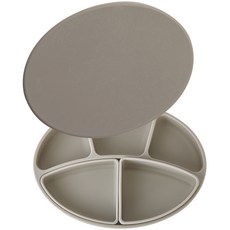 bluemama 嬰幼兒用 modoo-i 吸盤餐盤 + 2種分隔盤 + 吸盤餐盤彩色蓋子組合, 米色, 吸盤餐盤 + 小型分隔盤 + 大型分隔盤 + 吸盤餐盤彩色蓋子, 1套