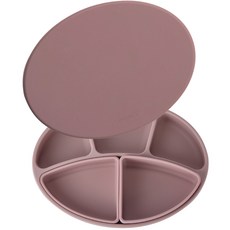 bluemama 嬰幼兒用 modoo-i 吸盤餐盤 + 2種分隔盤 + 吸盤餐盤彩色蓋子組合, 粉紅色, 吸盤餐盤 + 小型分隔盤 + 大型分隔盤 + 吸盤餐盤彩色蓋子, 1套