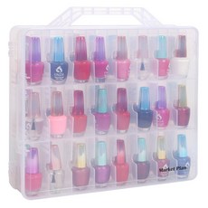 Market Plan 多用途便攜式指甲油收納盒 48格, 1個, 混合顏色