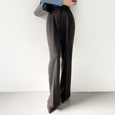 플랜데이 여성용 숏/미디움/롱 소프트 울터치 투핀턱 스판 와이드 롱 슬랙스