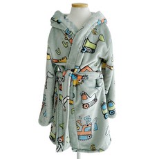 엔비키즈 아동용 포크레인 극세사 샤워가운 M, 카키 그레이, 1개