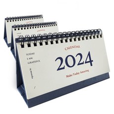 MUNID 經典迷你寬桌上型日曆 2023.11~2024.12, 淺藍, 3個