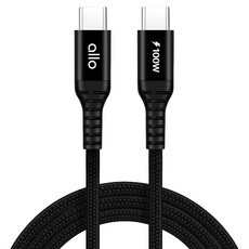 알로코리아 고강도 패브릭 E Marker 칩 100W C to C PD PPS 초고속 충전 케이블, 1m, 블랙, 1개