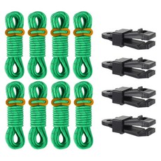 DTree 反光營繩 8p + 帳篷天幕固定夾 4p 套組, 11 綠色(營繩), 隨機出貨(固定夾)