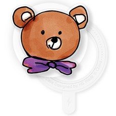 유스픽 디자인 맥세이프 스마트 톡톡 + 후면 마그네틱 링 스티커 세트, 곰찌톰끼 76 곰찌, 1세트