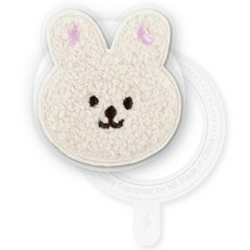 유스픽 디자인 맥세이프 스마트 톡톡 + 후면 마그네틱 링 스티커 세트, 뽀글프렌즈 와펜 84 뽀글토끼, 1세트