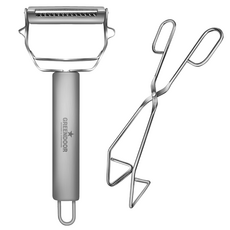 Green Door不鏽鋼多功能削皮器+剪刀型夾子組, 單色, 1組