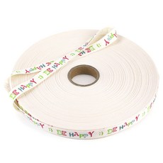 JSTrading 手工捲筒棉質標籤帶 90m 34, 1個, 快樂日