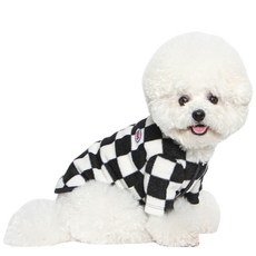TUSTUS 狗狗棋盤格紋刷毛開襟衫, 混色, 1個
