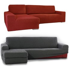 소파스킨스 글라무어 왼쪽긴 소파커버 2종 세트, 레드와인, 실버그레이, 1세트